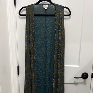 LuLaRoe Blue and Gold Sleeveless Duster